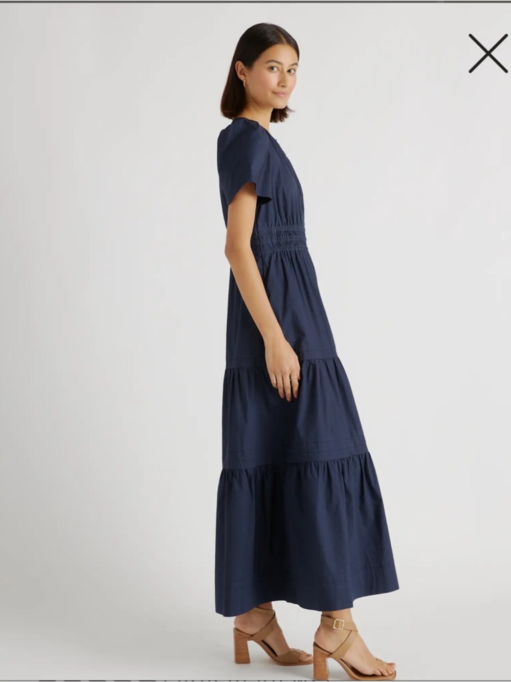 Quince 100% Organic Cotton Poplin Tiered Maxi Dress Size Medium - Picture 3 of 6